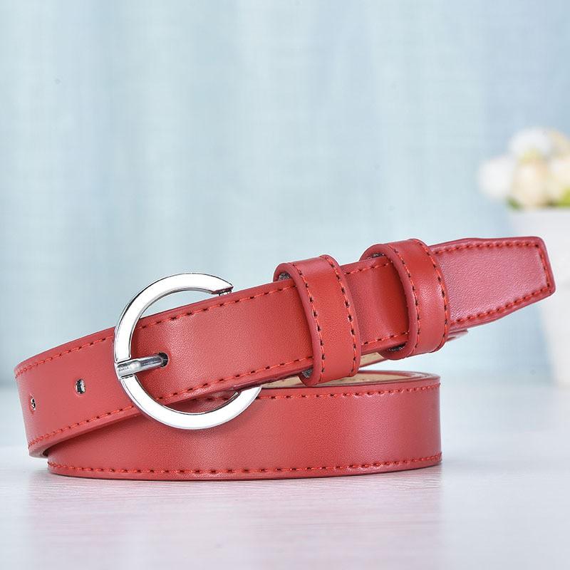 Womens Genuine Leather Thin Belt With Alloy Buckle Minimalist Adjustable Waist Jeans Skirts Dress