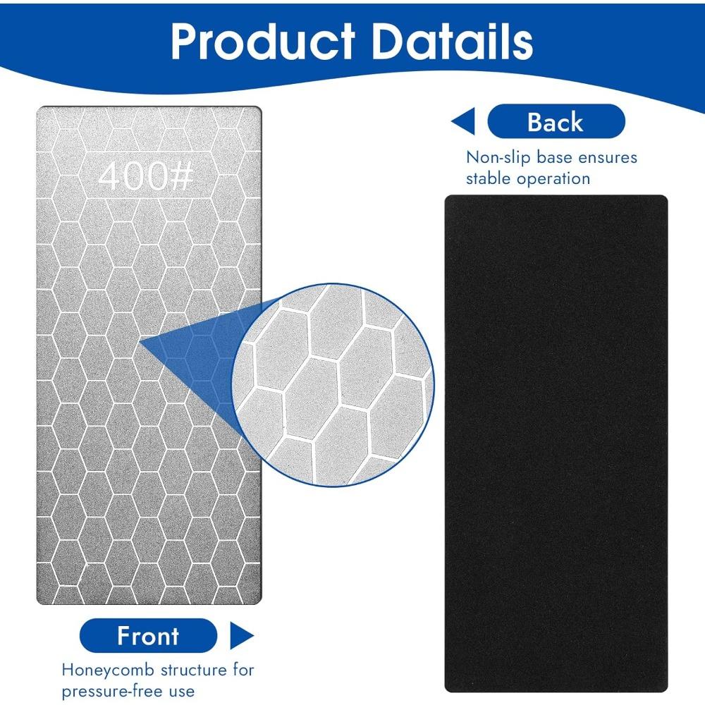 Grit Knife Sharpening Stone with Honeycomb Surface Plate Nonslip Base for Knives Scissors Ultrathin Kitchen Whetstone Tools