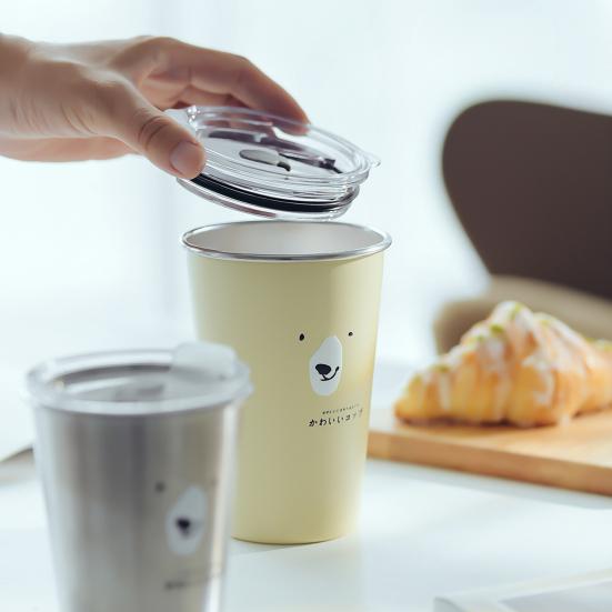 

Чашка для питья, герметичная нержавеющая сталь, легко чистящаяся соломинка с милым медвежонком для домашнего использования