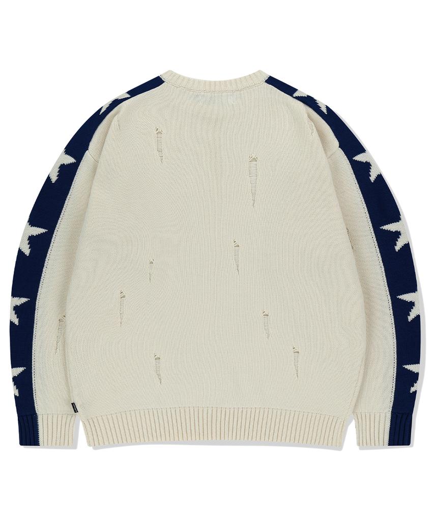 MAHAGRID Star Crash Knit Crewneck Beige(Mg2Fsmk610A)