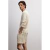 H M Woven sHorts Regular Fit Beige Stripe
