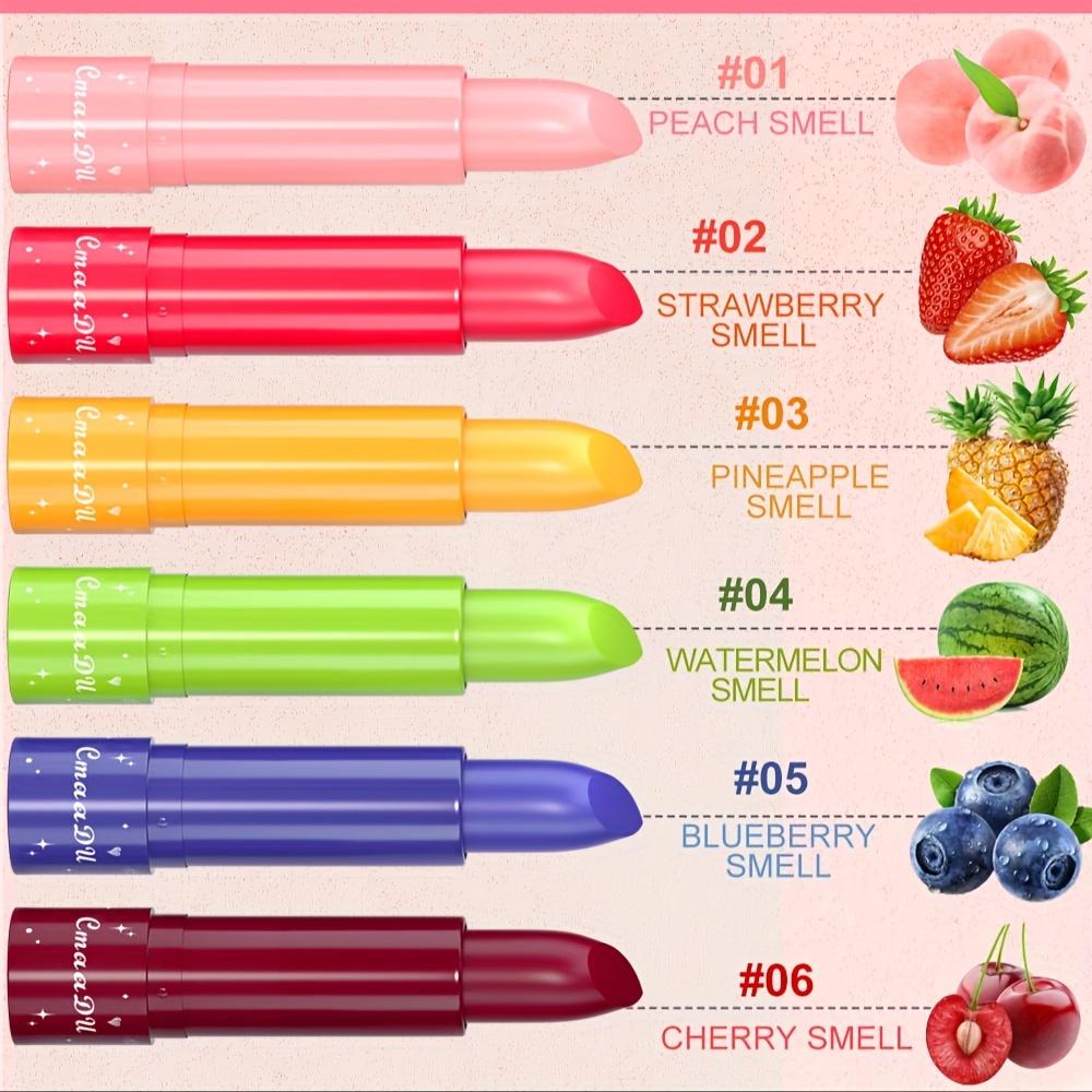 6barevný voděodolný ovocný hydratační balzám na rty, který mění barvu, proti vysušování a vyživuje, redukuje linky na rty, rtěnka, péče o rty