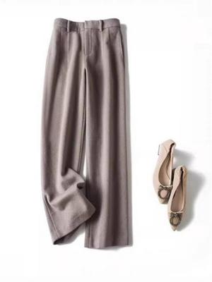 Women's High-Waisted Woolen Pants - Comfy Autumn & Winter Straight-Leg Casual Wear