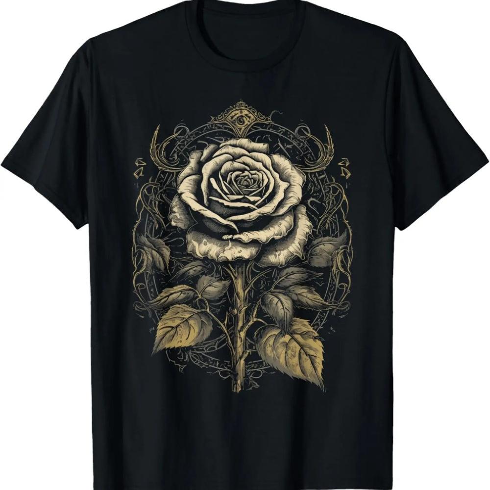 Gothic Aesthetic Rose Flowers Pagan Witchcraft T-Shirt