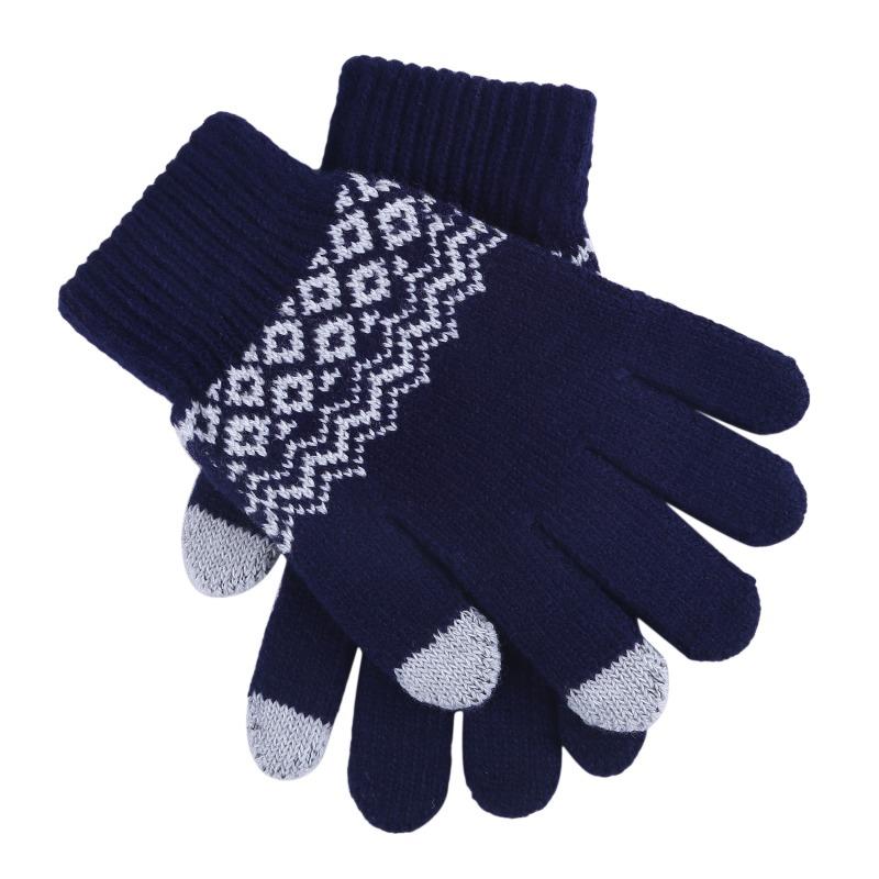 Women Men Fashion Winter Knitted Warm Driving Cycling Gloves Outdoor Thickened Touch Screen Gloves Jacquard Gloves for Cold Weather