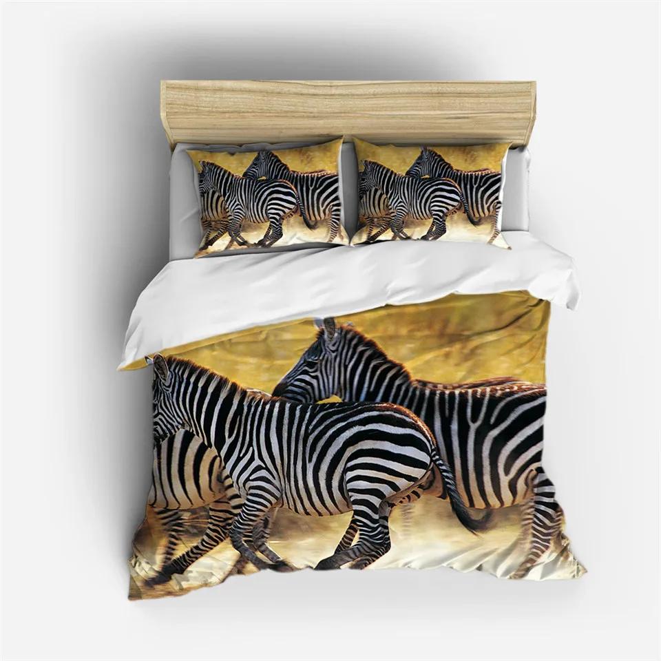 3D Animal Bedding Set Quilt Cover Zebra Pattern Duvet Cover With Pillowcases Full Queen King Soft Comforter Cover Home Textile