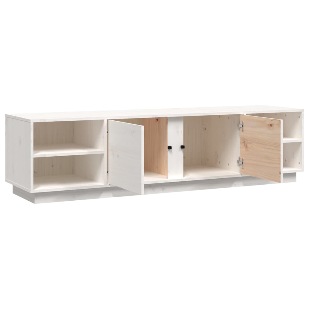 TV Cabinet in White 156 x 40 x 40 cm Solid Pine Wood