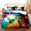 Blau Violett Grün Galaxie Bettbezug Sets Schlafzimmer Set King Superweich Bequemes Bettwäscheset Sternenhimmel 3-teilig Ropa De Cama Zuhause