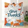 Erntedank-Kuscheldecke – Gemütlicher Kürbis, Truthahn & Herbstlaub mit „Thanksgiving“-Text, für Sofa, Bett, Herbst-Wohnkultur