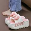 New 2025 purple bow-tie slippers woman summer high heels shoes Designer Summer Chunky Sandals Ladies EVA Slides Shoes