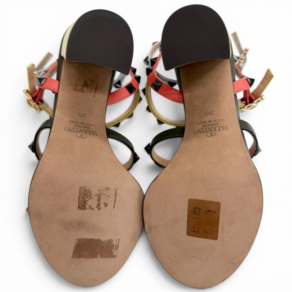 Pristine Valentino Garavani Sandals Rockstud Ankle Sandals 36 KW2S0838 Used
