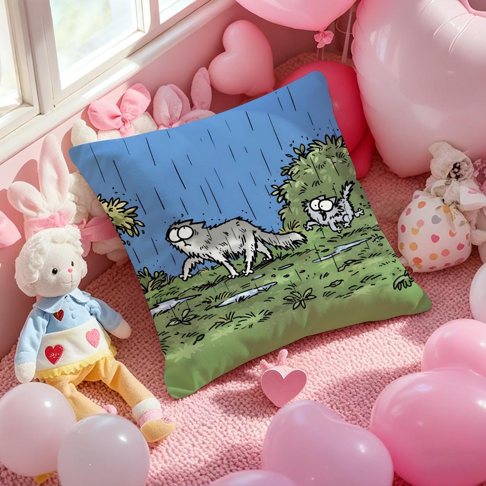 Kawaii S-Simons Cat B Cartoon Anime Cushion Cover Pattern Printed Pillowcase For Living Room Sofa Cushion Cover & Bedroom Decor