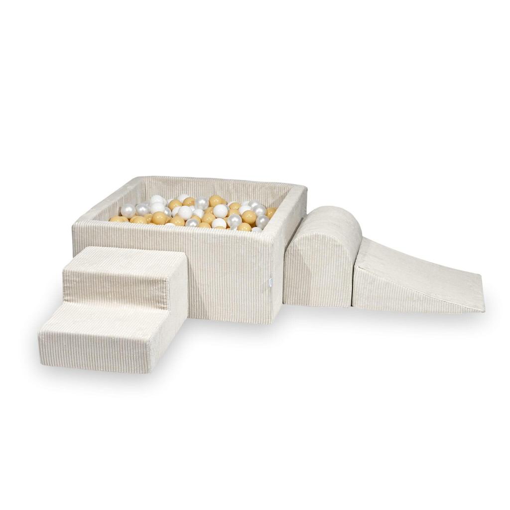 Foam playground with pool 90x90x40 Corduroy Beige 400 balls: white, pearl, beige