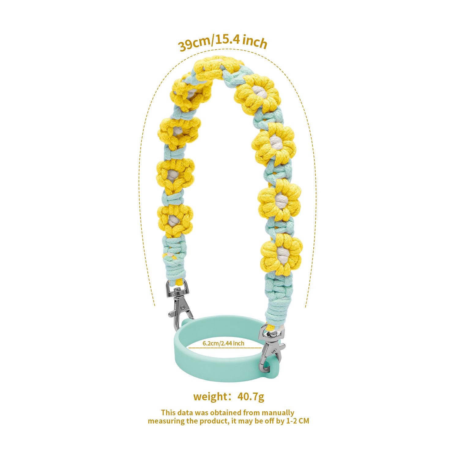 

Ручная работа, макраме, ромашка, держатель для напитков с регулируемым ремешком для руки, чехол для кофейной чашки, многоразовый контейнер для стакана Boba жёлтый