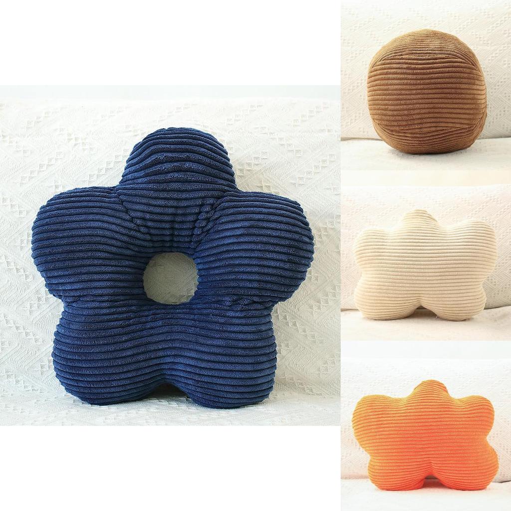 Kissen im nordischen Stil mit Streifenmuster, runder Wolkenform und U-Form, mit Bezug aus Plüschsamt für Wohnzimmer-Sofa-Dekor