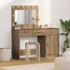 Makeup Table with Mirror Lighting (2 pcs) Brown Particleboard