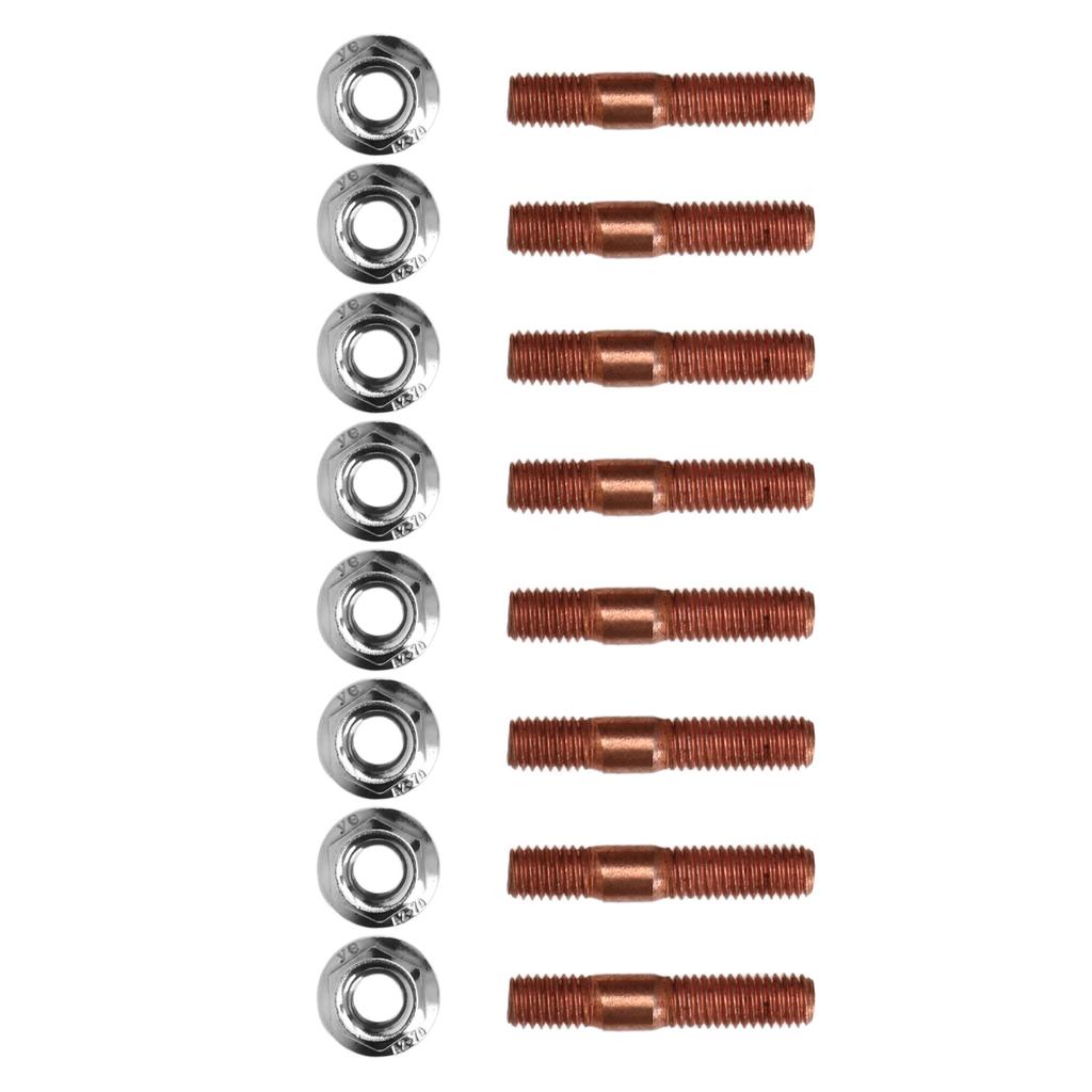 8 Pcs M8 1.25 Threaded Turbo Studs Kit 8mm Metal Alloy High Pressure Resistant Exhaust Manifold Stud Bolt Nut Hardware