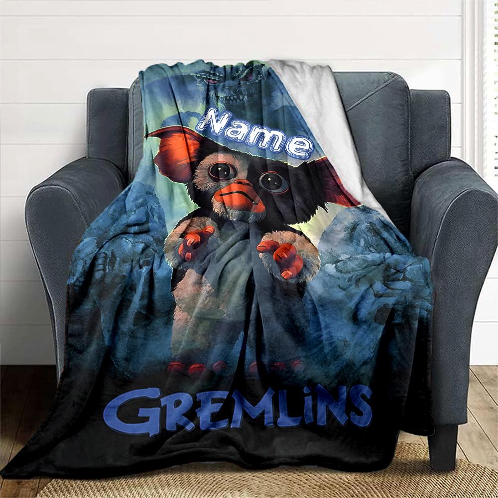 Gremlins Movie Poster Gizmo And Stripe Scene Four Seasons Blanket Customized With Your Name Lightweight And Warm Perfect Gift For Home Office Camping