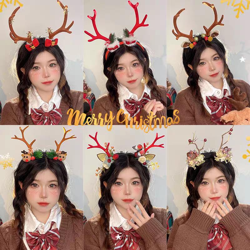 Festive Reindeer Antler Headband & Hair Clip for Girls - Cute Holiday Accessory Gift