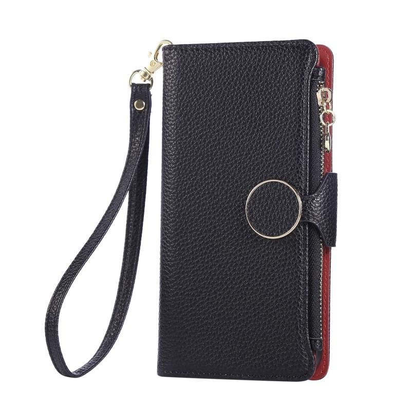 SlimPU Leather Card Slot Phone Case IPhone 16 Pro With Wrist Strap Multi-Function Wallet Cover