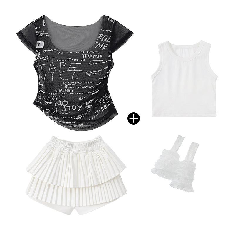 Children's Jazz Dance Costume Girls Sweet Cool Children's Catwalk JAZZ Women's Troupe Vest Girls Street Dance Costume Summer