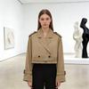 European & American Style Women's Belted Long Sleeve Short Windbreaker Jacket for Spring/Autumn