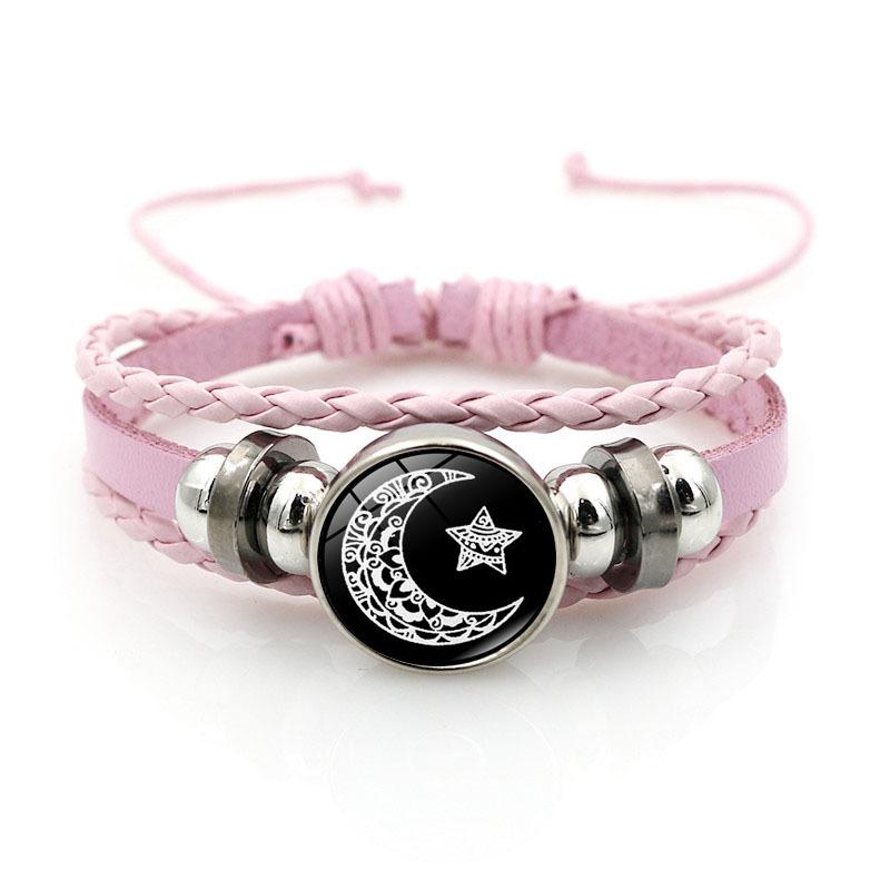 2Pcs Luminous Couple Bracelets Sun Moon Adjustable Black Braided Bracelet Friendship Fashion Romantic Jewelry Birthday Gifts