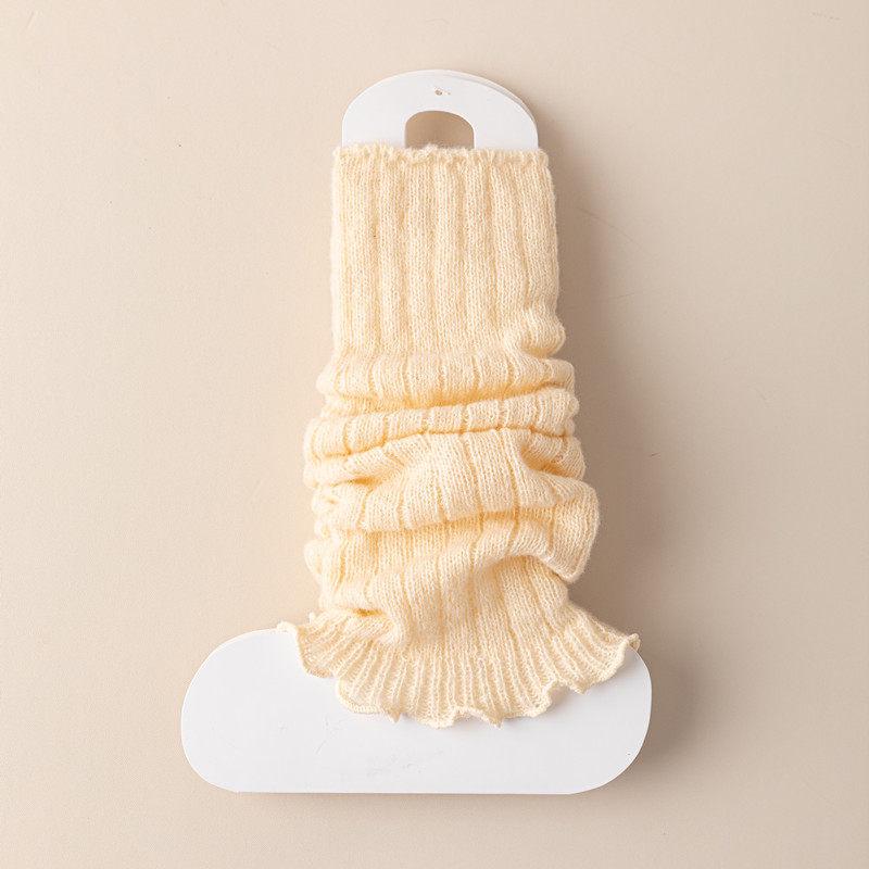 Women's White Knitted Slouch Socks for Spring/Autumn, Mid-High Calf, JK School Style, Perfect with Leather Shoes