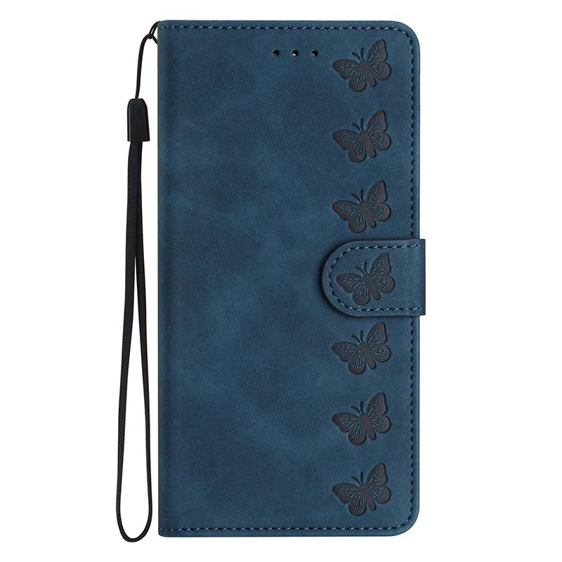 Butterflies Flowers PU Leather Case For iPhone 16 15 14 Plus 13 12 11 Pro Max X XR XS Max 10 Flip Wallet Cover Card Holder Strap