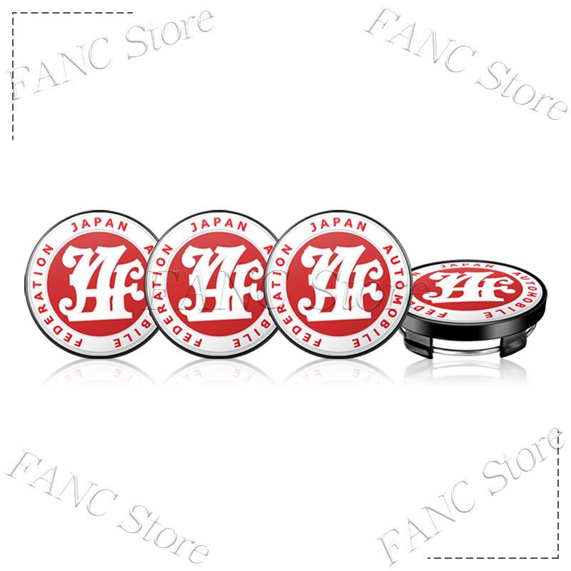AAZD1 4Pcs 56/60mm JAF Japan Automobile Federation JDM Emblem Car Wheel Center Hub Cap Rim refit  Badge Cover Universal Sticker
