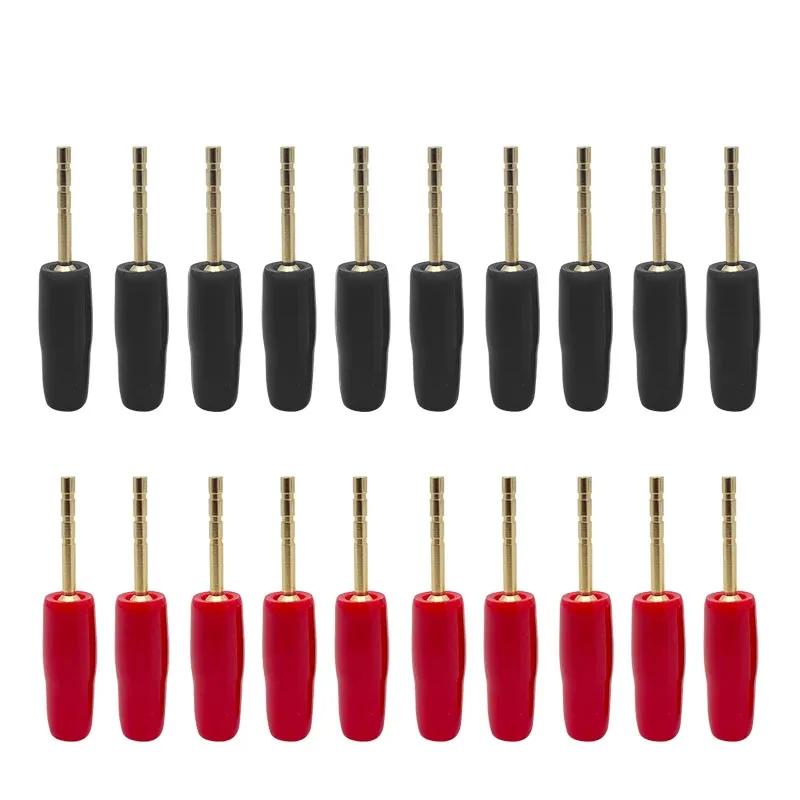 20PCS 2mm Gold Plated Screw Type Small Banana Plug Pin Audio Speaker Cable Connector Copper Straight Male Connector
