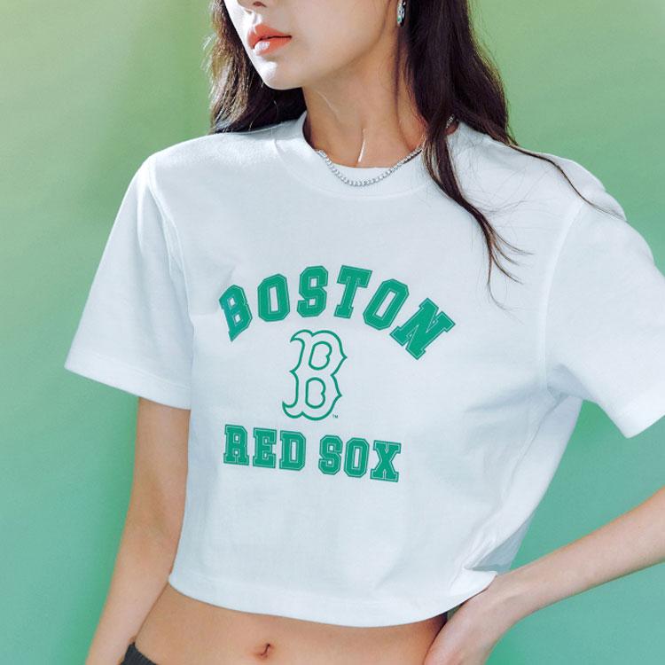 New MLB Crop Tops Women's White 3FTSV0733-43WHS