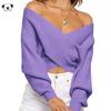 Striped V-Neck Loose Knit Sweater
