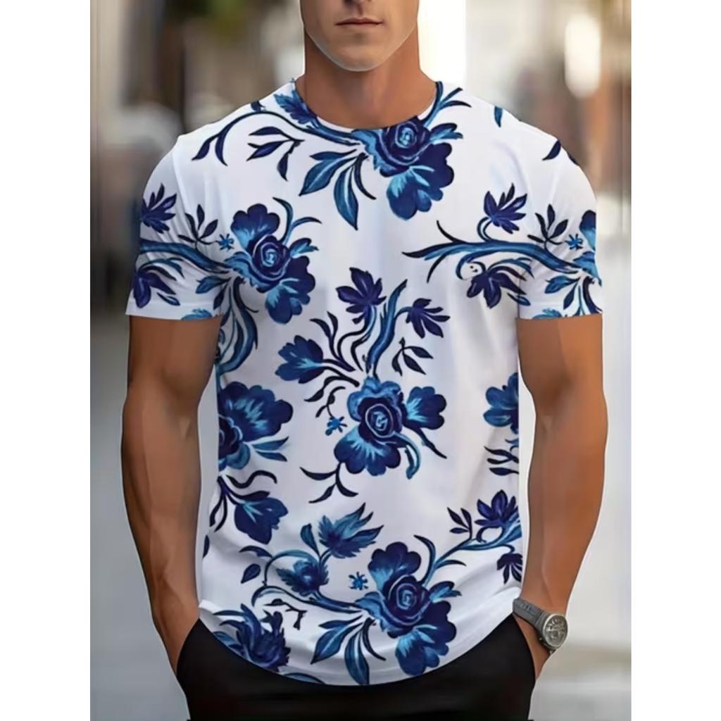 New Summer Men's Fashion T-shirt Personality Simple Pattern Printed Men's T-shirt Top