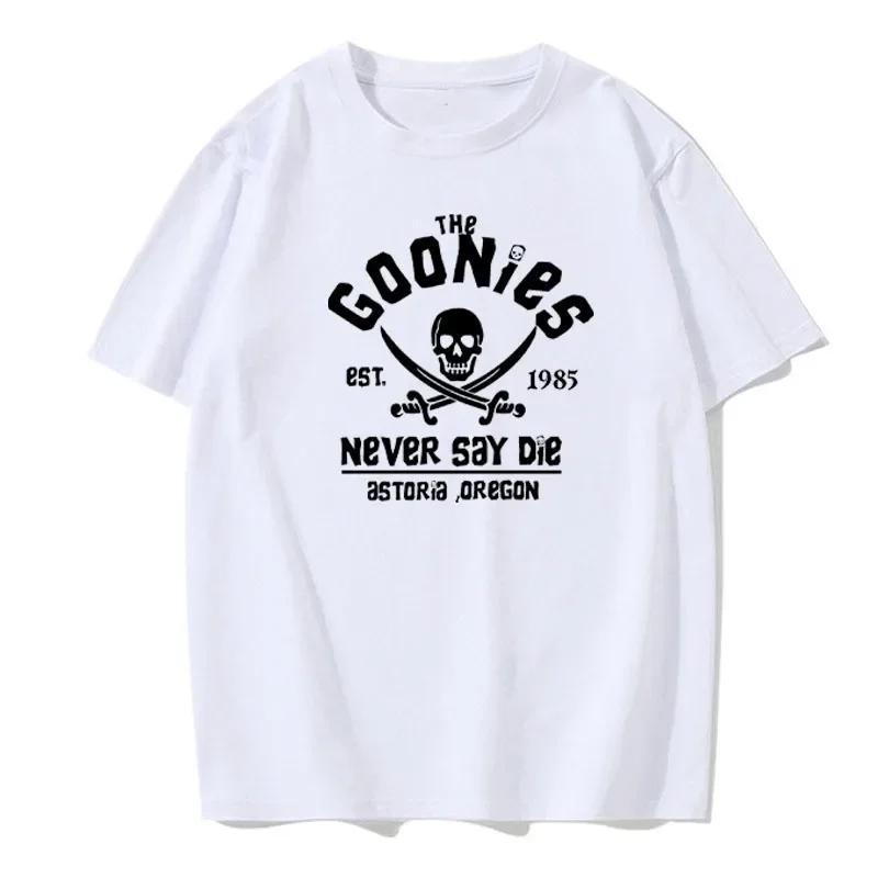 Die Goonies Gegr. 1985 Sag niemals stirb Mann Herren Bedrucktes T-Shirt Mode Lässig O-Ausschnitt Sport Kurzarm Baumwolle Paar Oberteil