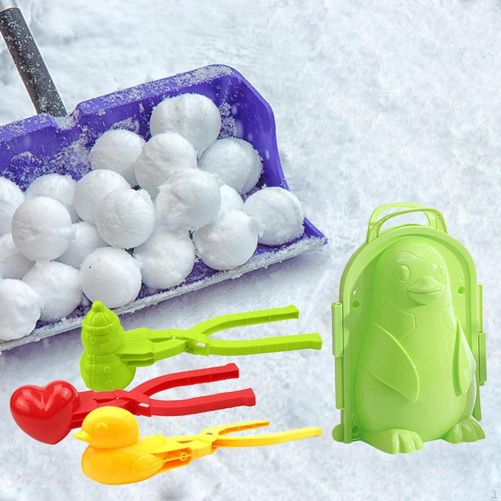 4 Pieces Multi Functional Snowball Fight Maker Clip with Handle,Snowball Clip,Snow Ball Toys Games