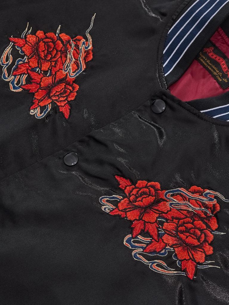 Huaxia Junpin Blaue Krähe mit gestickter Rose Baseballjacke für Herren