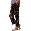 Women Casual Drawstring Waist Pants with Pockets Loose Fit Floral Print Elastic Waistband Lightweight Trousers for Everyday Wear