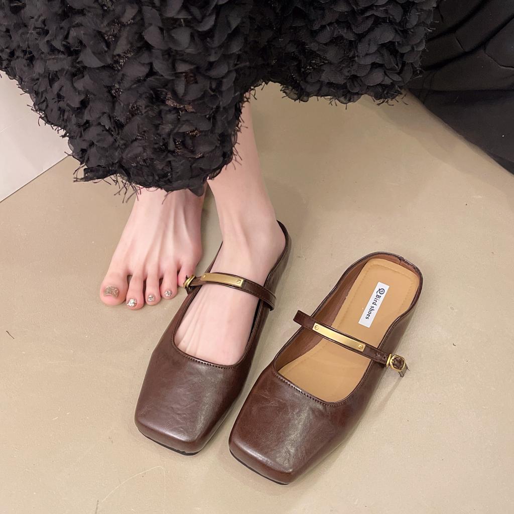 French single shoes women's spring and summer flat-bottomed boat shoes 2025 new Mary Jane women's shoes light mouth laden shoes small leather shoes