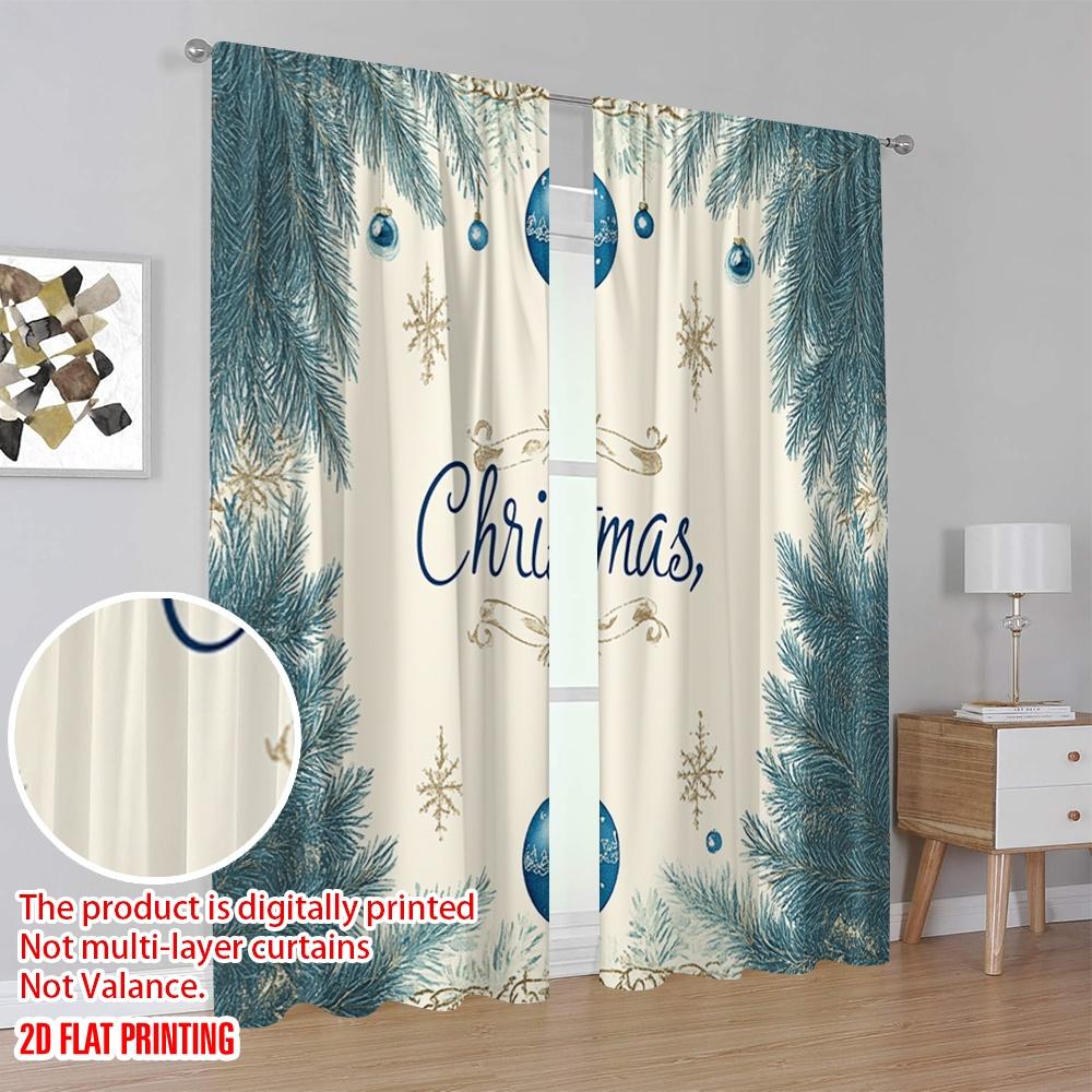 2pcs,2D Plane Printing Print Curtains Christmas Tree Ornaments Festive Woodland (3) Versatile Fabric (without Rod) Versatile All