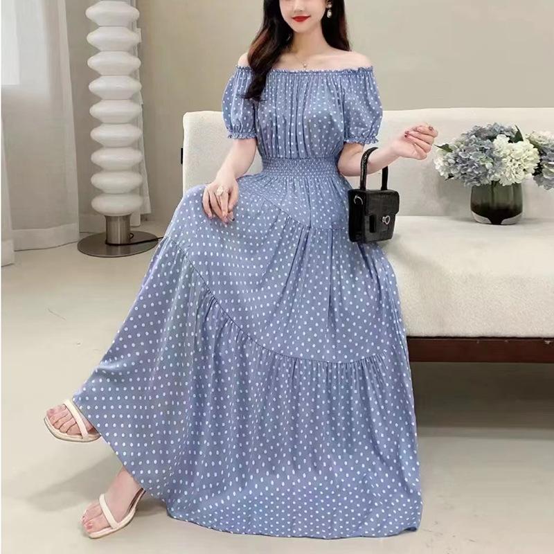 Off-Shoulder One-Neck Cotton Silk Dress Children's Summer Dress Bohemian Island Vacation Dress Travel Beach Dress