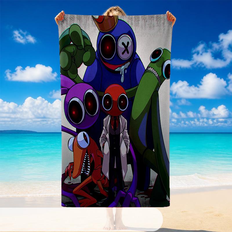 Quick Dry Beach Towel Rainbow Friends Pattern, Lightweight Absorbent Towel for Pool Beach Vacation Use