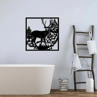 1 stuks Metalen Wandkunst Hert in het Bos Wanddecoratie Hangend Dier Metalen Kunstwerk Rustieke Wanddecoratie Metalen Wandhanger