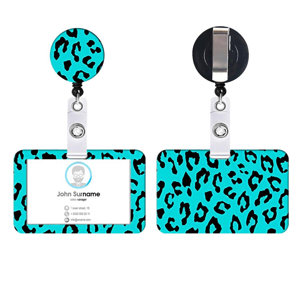 1PCS Classic Leopard Fashion Women Card Holder Cover Colorful Retractable Badge Reel Nurse Doctor Exhibition ID Card Clips Badge