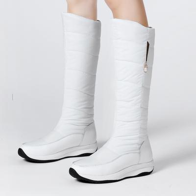 Women's Winter High Snow Boots Down Warm Fur Plush Knee High Boot Black Red White Wedge Heels Zipper Ladies Rain Shoe Waterproof