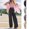 High Waist Tummy Control Yoga Pants Solid Color Wide Leg Sport Pants with Pockets Straight Leg Dress Pants for Women