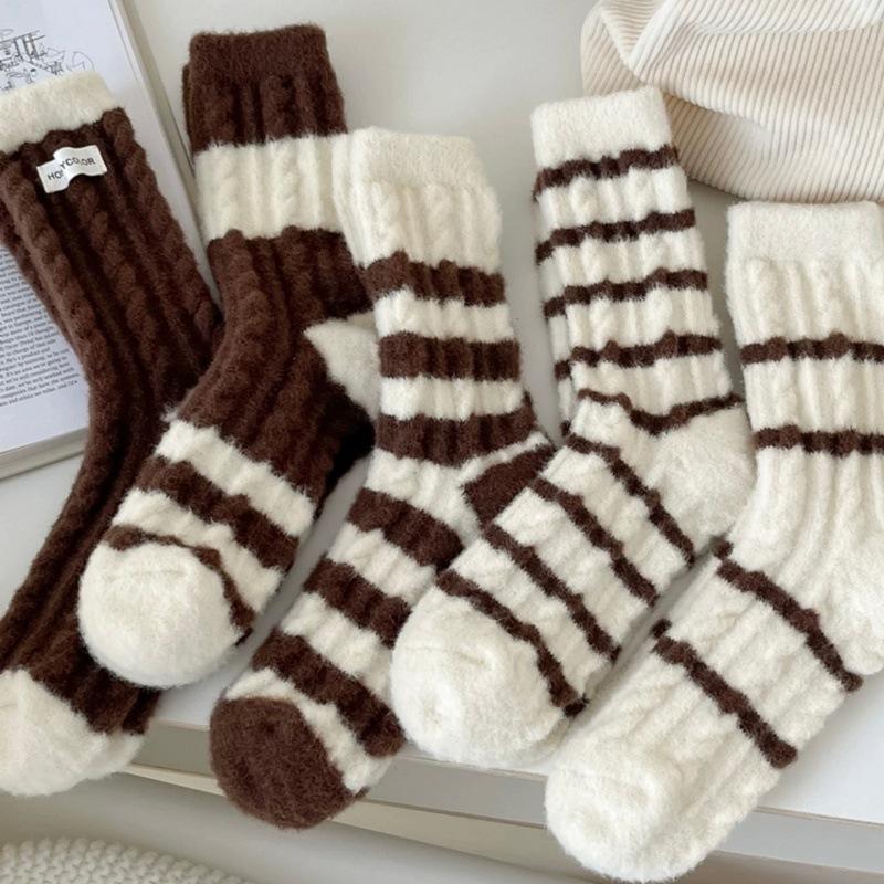 Sock Children's Padded and Thick Mid-calf Socks for Winter and Autumn Sleeping Wear. Winter Warm Coral Fleece Long Socks.