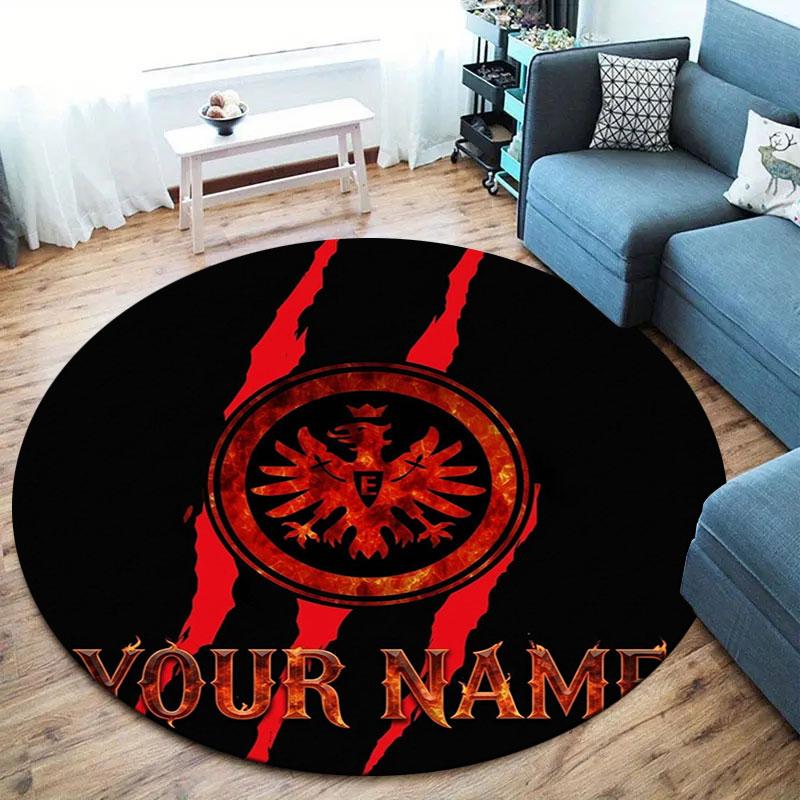 Eintracht Frankfurt Custom Name Round Area Rug,Carpet Rug for Living Room Bedroom Sofa Playroom Decor,Non-slip Floor Mat