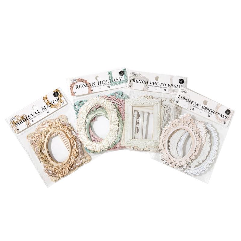 Romantic Encounter Series Relief Collage Card Retro Hollowed-out Photo Frame Planner Photo Decoration Base Material