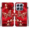 Handmade PU Leather Flip Case for Xiaomi 14T / Xiaomi 14T Pro Anti-Slip Shockproof Cover with Wrist Strap & Heart/Rose Cat Designs